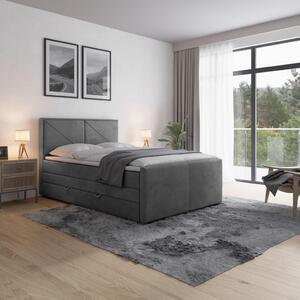BOXSPRING POSTELJA 120 cm x 200 cm , les, kovina, umetna masa, tekstil svetlo siva