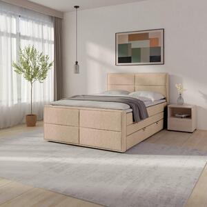 BOXSPRING POSTELJA 120 cm x 200 cm , les, kovina, umetna masa, tekstil naravne barve