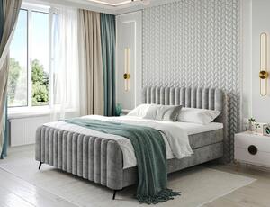 POSTELJA Z VZMETNICO 140 cm x 200 cm , les, tekstil, leseni material siva