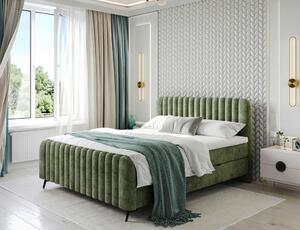 POSTELJA Z VZMETNICO 180 cm x 200 cm , les, tekstil, leseni material zelena
