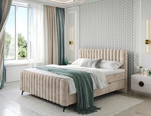 POSTELJA Z VZMETNICO 140 cm x 200 cm , les, tekstil, leseni material naravne barve