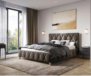 OBLAZINJENA POSTELJA 120 cm x 200 cm , les, kovina, tekstil, leseni material umazano rjava