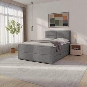 BOXSPRING POSTELJA 120 cm x 200 cm , les, kovina, umetna masa, tekstil srebrne barve