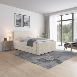 BOXSPRING POSTELJA 140 cm x 200 cm , les, kovina, umetna masa, tekstil bela