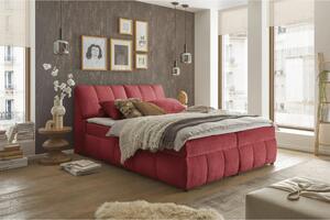 POSTELJA Z VZMETNICO 160 cm x 200 cm , leseni material, tekstil rdeča