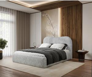 OBLAZINJENA POSTELJA 160 cm x 200 cm , les, tekstil, leseni material siva