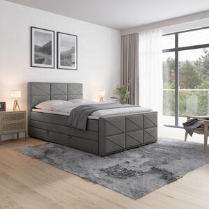 BOXSPRING POSTELJA 140 cm x 200 cm , les, kovina, umetna masa, tekstil antracit