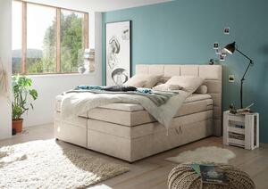 POSTELJA BOXSPRING 180 cm x 200 cm , tekstil peščene barve