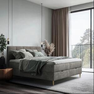 POSTELJA Z VZMETNICO 140 cm x 200 cm , les, tekstil, leseni material siva