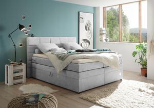 POSTELJA BOXSPRING 180 cm x 200 cm , tekstil srebrne barve