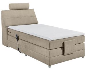 POSTELJA BOXSPRING 120 cm x 200 cm , leseni material, tekstil peščene barve