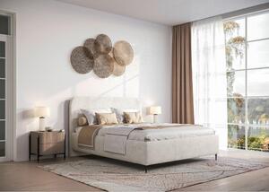 OBLAZINJENA POSTELJA 140 cm x 200 cm , les, tekstil, leseni material bež