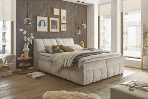 POSTELJA Z VZMETNICO 160 cm x 200 cm , tekstil, leseni material bež