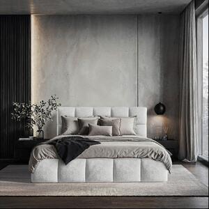 OBLAZINJENA POSTELJA 140 cm x 200 cm , les, tekstil, leseni material svetlo siva