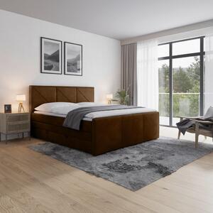 BOXSPRING POSTELJA 180 cm x 200 cm , kovina, umetna masa, tekstil, karton, leseni material rjava