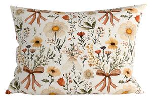 Polibombažni prevleka za vzglavnik FLORAL RIBBON POLY 70x90 cm, kremna