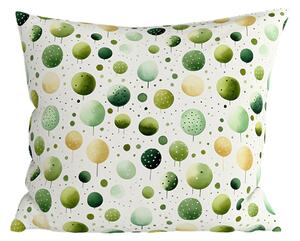 Poliester-bombažna prevleka za vzglavnik GREEN TREES POLY 45x45 cm, zelena