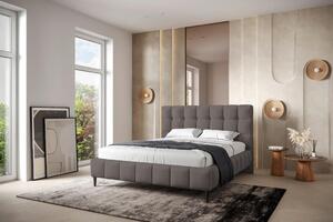 OBLAZINJENA POSTELJA 140 cm x 200 cm , les, tekstil, leseni material umazano rjava