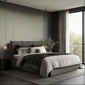 OBLAZINJENA POSTELJA 140 cm x 200 cm , les, tekstil, leseni material rjava