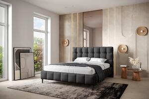 OBLAZINJENA POSTELJA 140 cm x 200 cm , les, tekstil, leseni material antracit