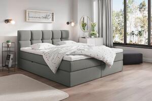 POSTELJA Z VZMETNICO 180 cm x 200 cm , les, tekstil, leseni material temno siva