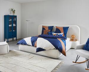 OBLAZINJENA POSTELJA 180 cm x 200 cm , tekstil, leseni material bela