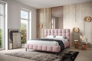 OBLAZINJENA POSTELJA 140 cm x 200 cm , les, tekstil, leseni material roza