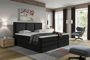 BOXSPRING POSTELJA 200 cm x 200 cm , tekstil črna