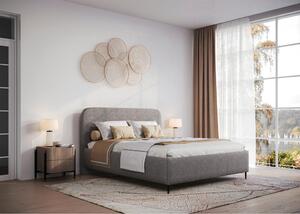 OBLAZINJENA POSTELJA 140 cm x 200 cm , les, tekstil, leseni material rjavosiva