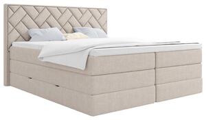 BOXSPRING POSTELJA 140 cm x 200 cm , tekstil, leseni material bež