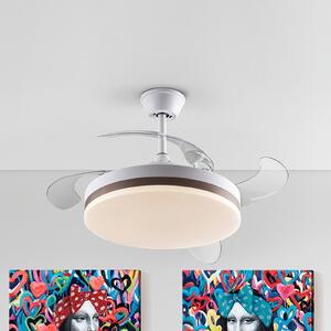 Schuller Valencia LED stropni ventilator Vento bel/bronz/dim Ø 100 cm tih, zatemnjen, Siva, Dnevna soba / jedilnica, Plastika, Sodobni