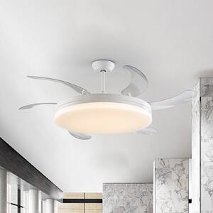 Schuller Valencia LED stropni ventilator Vento bel/prozoren, DC Ø 150 cm tih, zatemnjen, Prozorna, Dnevna soba / jedilnica, Plastika, Sodobni