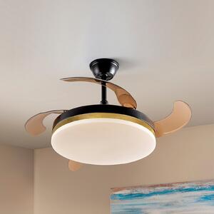 Schuller Valencia LED stropni ventilator Vento črn/zlati/dimast Ø 100 cm tih, zatemnjen, Siva, Dnevna soba / jedilnica, Plastika, Sodobni