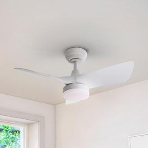Schuller Valencia LED stropni ventilator Tropic, bel, Ø 76 cm, tih, CCT, zatemnjen, Bela, Dnevna soba / jedilnica, Plastika, Sodobni