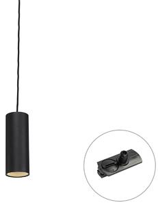 Dizajnerska viseča svetilka črna vklj. adapter za tirnico 1-fazna - Iconic Tubo
