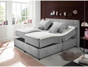 POSTELJA BOXSPRING 180 cm x 200 cm , tekstil, leseni material svetlo siva