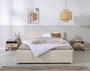 OBLAZINJENA POSTELJA 160 cm x 200 cm , les, kovina, umetna masa, tekstil naravne barve