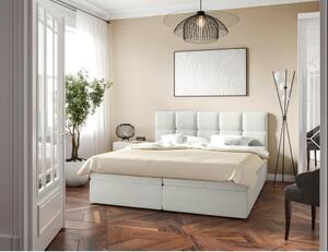 POSTELJA Z VZMETNICO 140 cm x 200 cm , les, tekstil, leseni material bela