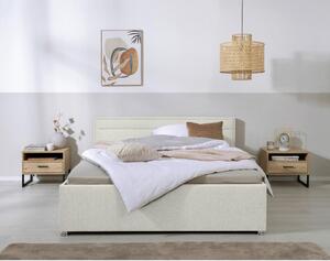OBLAZINJENA POSTELJA 160 cm x 200 cm , les, kovina, umetna masa, tekstil krem barve