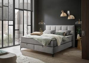 POSTELJA Z VZMETNICO 180 cm x 200 cm , tekstil, leseni material siva