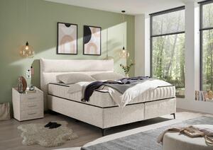POSTELJA BOXSPRING 180 cm x 200 cm , tekstil, leseni material bež