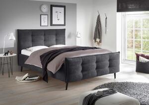 OBLAZINJENA POSTELJA 140 cm x 200 cm , tekstil, leseni material antracit