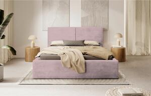 OBLAZINJENA POSTELJA 140 cm x 200 cm , les, tekstil, leseni material roza