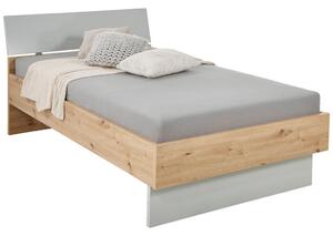 POSTELJA 120 cm x 200 cm , leseni material siva, barve hrasta
