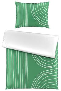 OBOJESTRANSKA POSTELJNINA EMERALD 140/200 cm saten žadasto zelena
