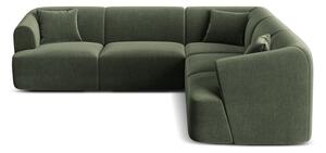 Zelena žametna kotna sedežna garnitura Campi – Cosmopolitan Design
