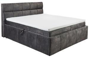 POSTELJA Z VZMETNICO 180 cm x 200 cm , tekstil temno siva