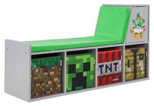 OTROŠKA KLOP MINECRAFT 119/60/30 cm siva, zelena, večbarvno