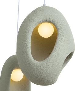 Japandi Pendant Lamp White with Organic Light Green Shade 3-Light - Moonstone