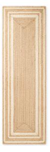 Kremno bel/v naravni barvi obojestranski/ročno tkan tekač iz jute 80x250 cm Looma – Hanse Home